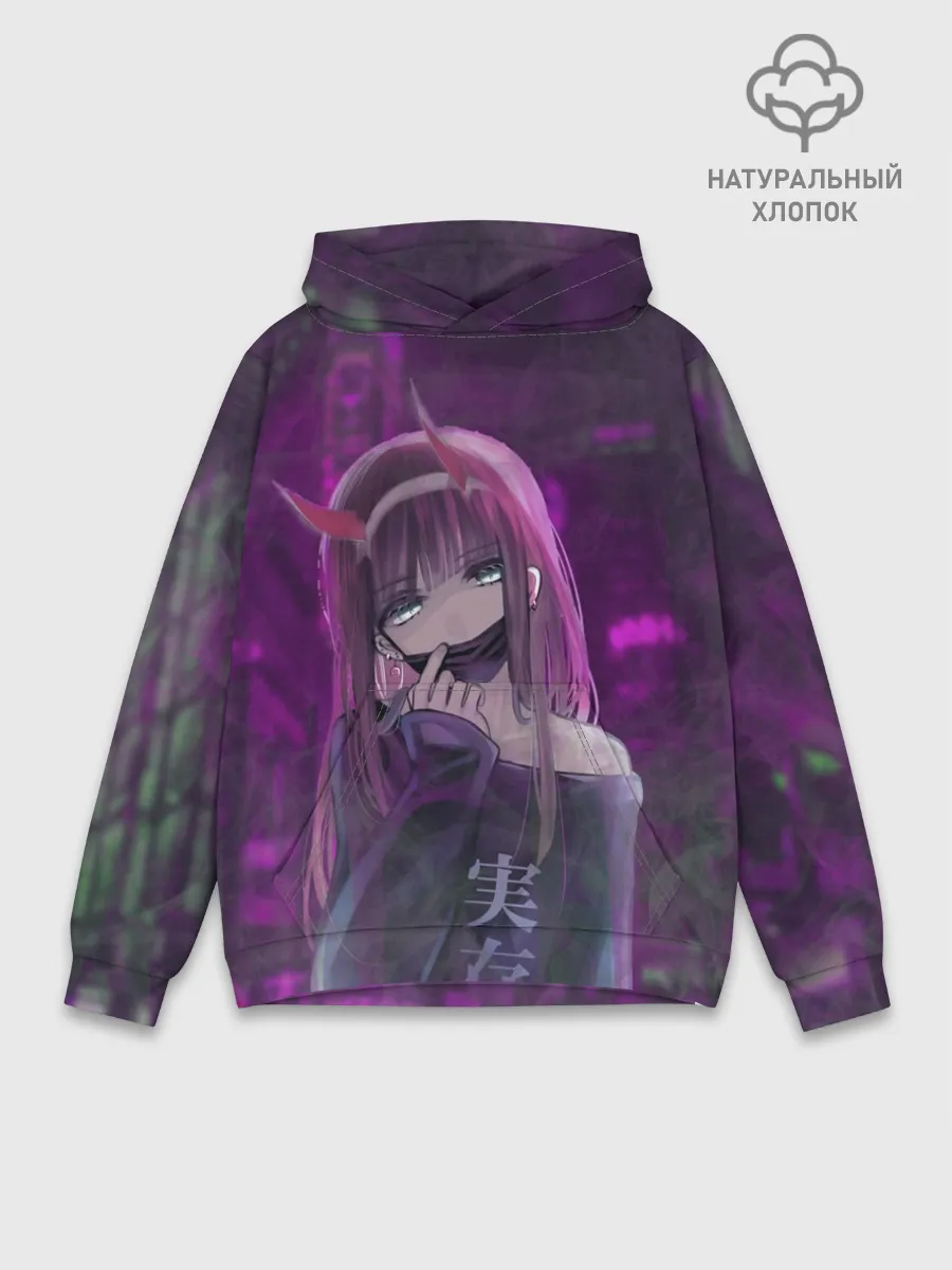 Худи мужской база хлопок / Zero Two in mask