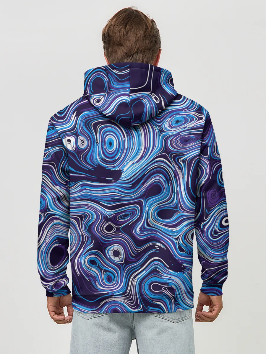 Худи мужской база хлопок / Синие линии