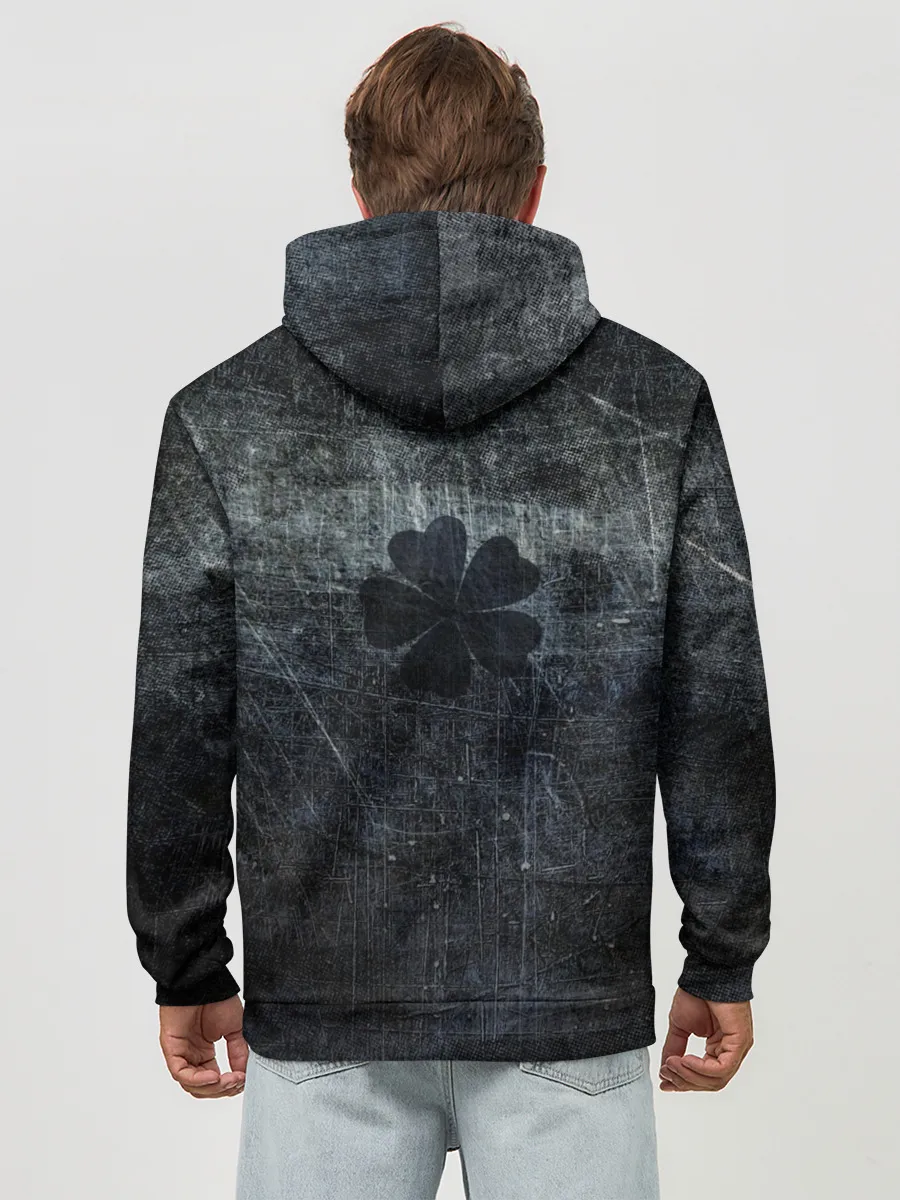 Худи мужской база хлопок / Лицо Астера на состаренном черном фоне