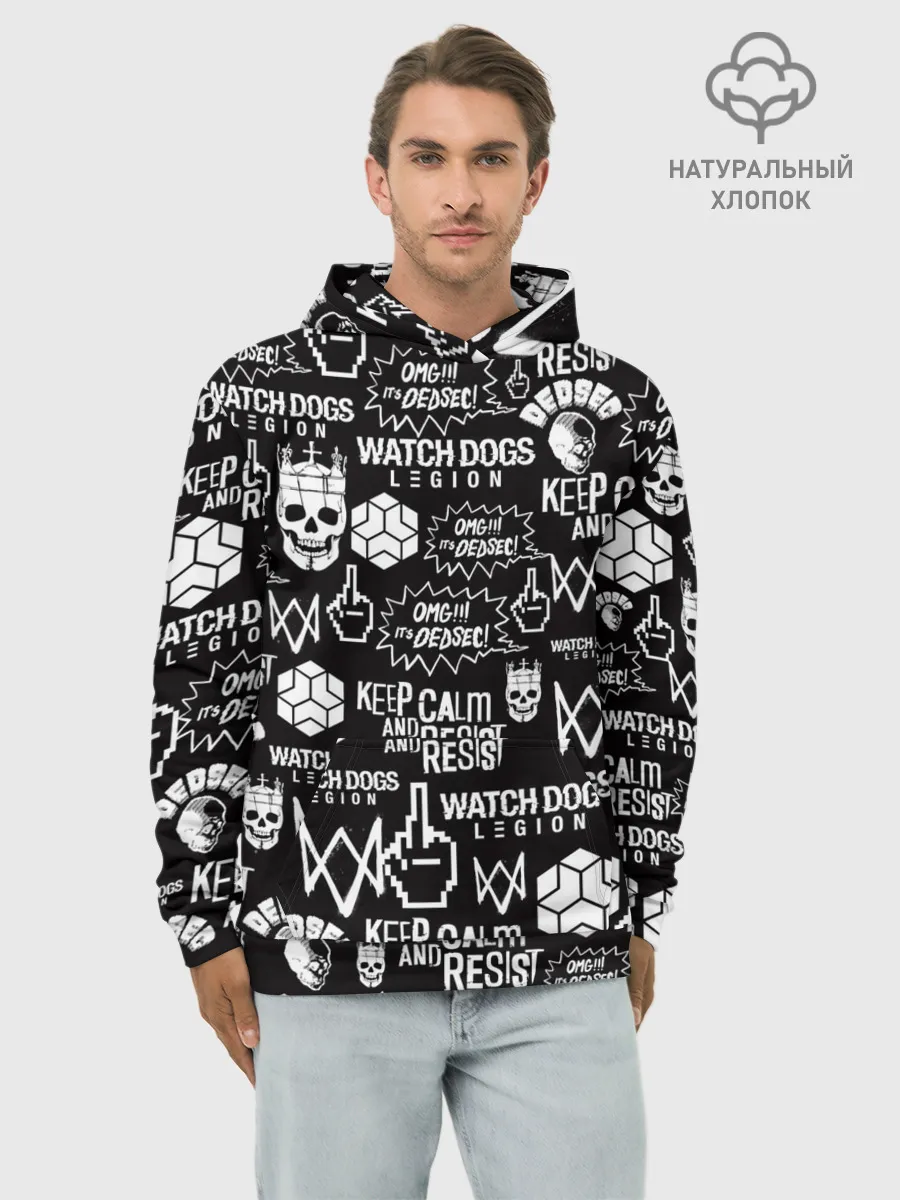 Худи мужской база хлопок / WATCH DOGS LEGION