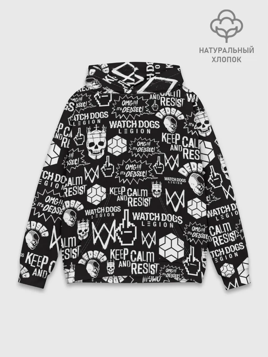 Худи мужской база хлопок / WATCH DOGS LEGION