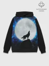 Худи мужской база хлопок / Волк воющий на луну