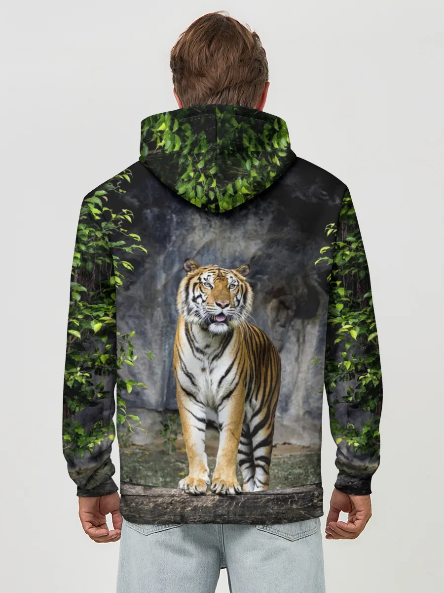 Худи мужской база хлопок / ТИГР В ЛЕСУ