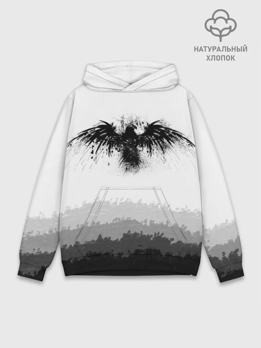 Худи мужской база хлопок / ЧЁРНЫЙ ВОРОН