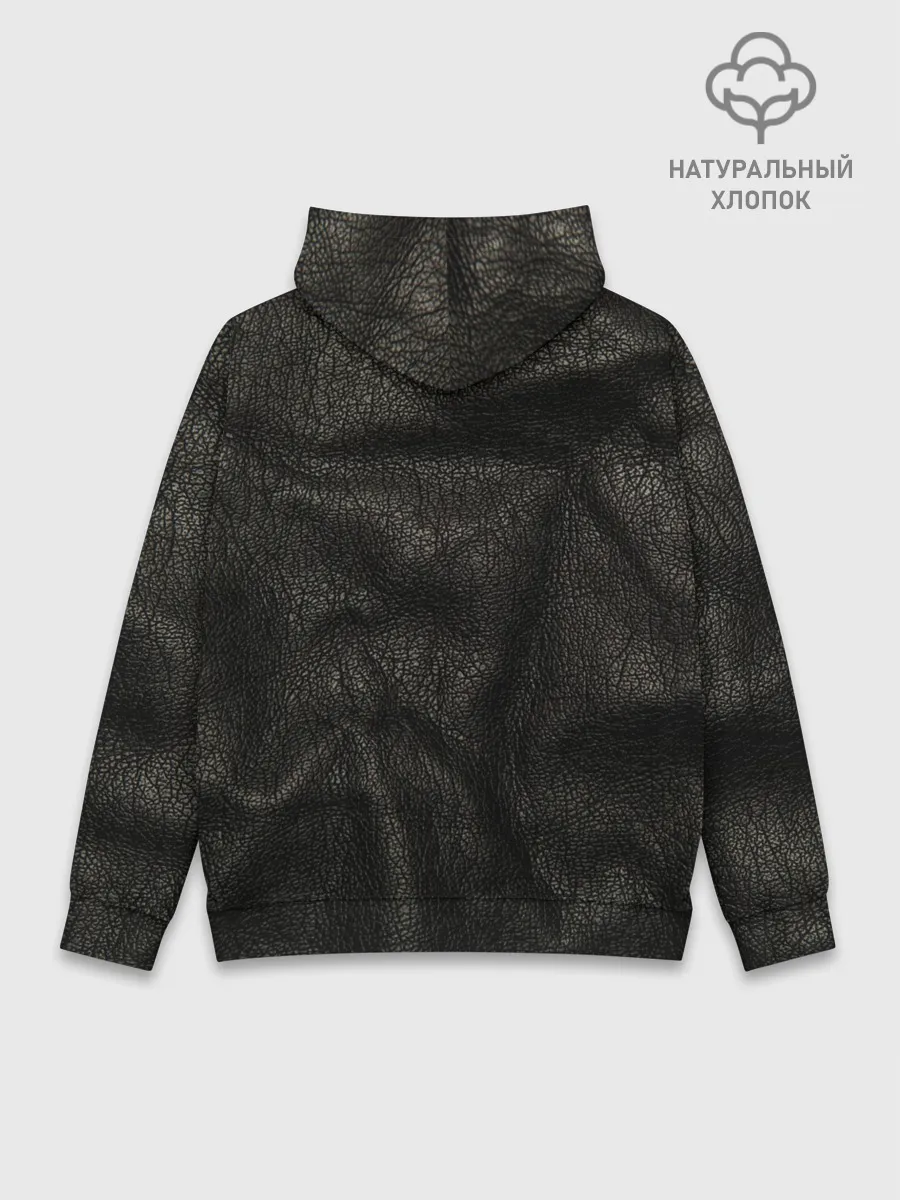 Худи мужской база хлопок / Черная кожа