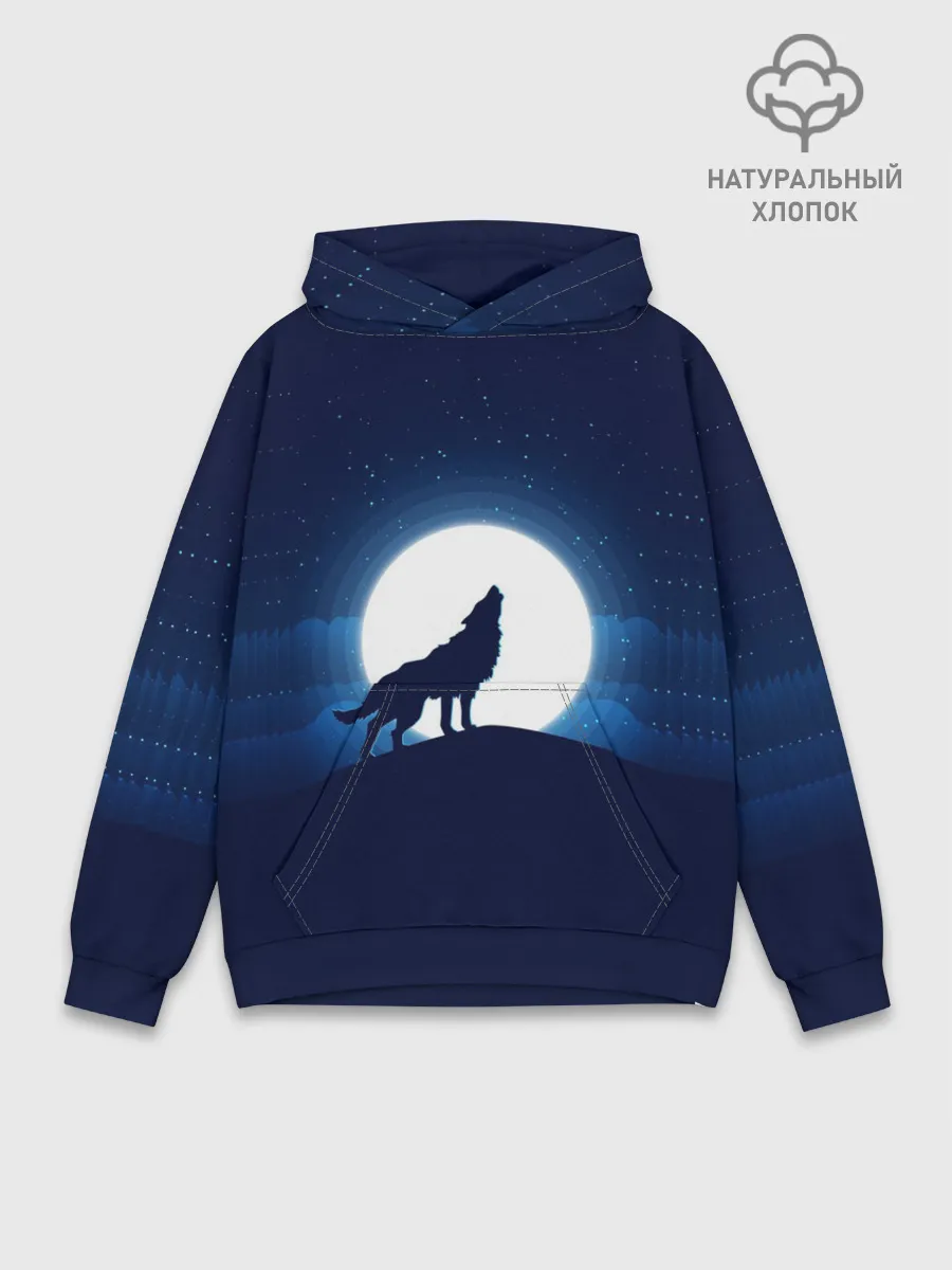 Худи мужской база хлопок / Воющий на луну