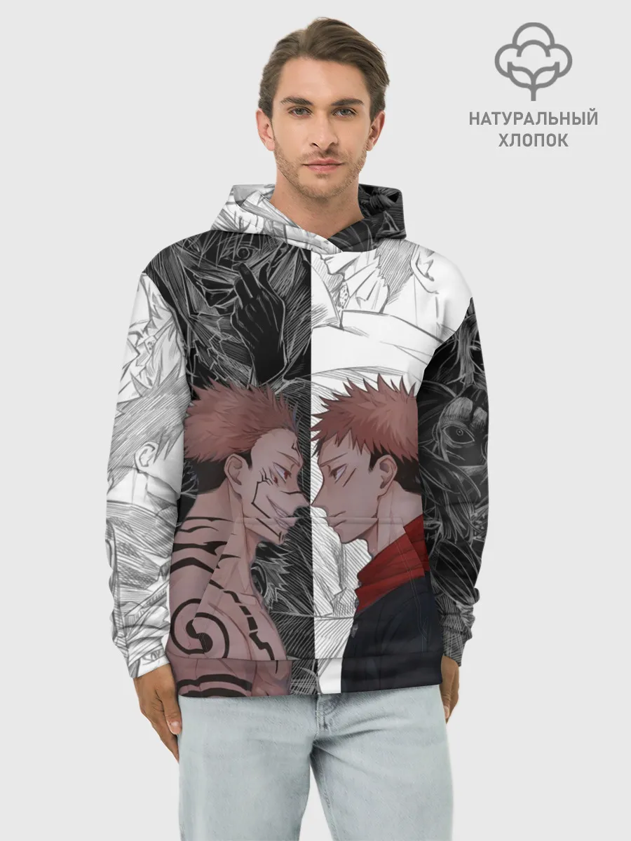Худи мужской база хлопок / Jujutsu Kaisen Сукуна х Юдзи