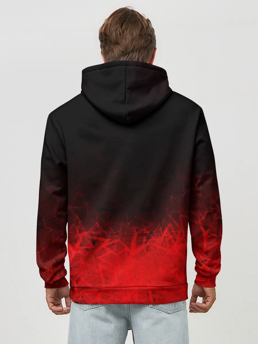 Худи мужской база хлопок / КРАСНО-ЧЕРНЫЙ ГРАДИЕНТ