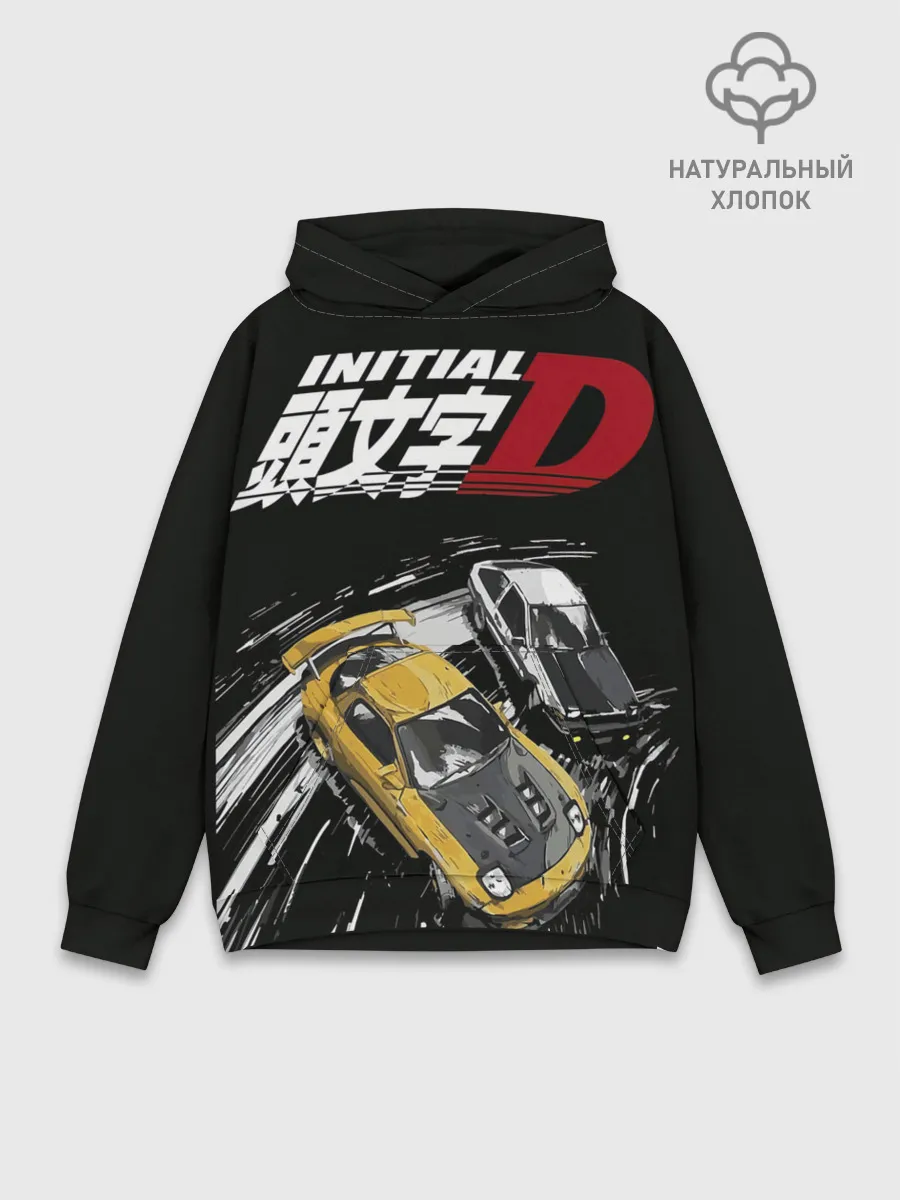 Худи мужской база хлопок / Initial D две машины