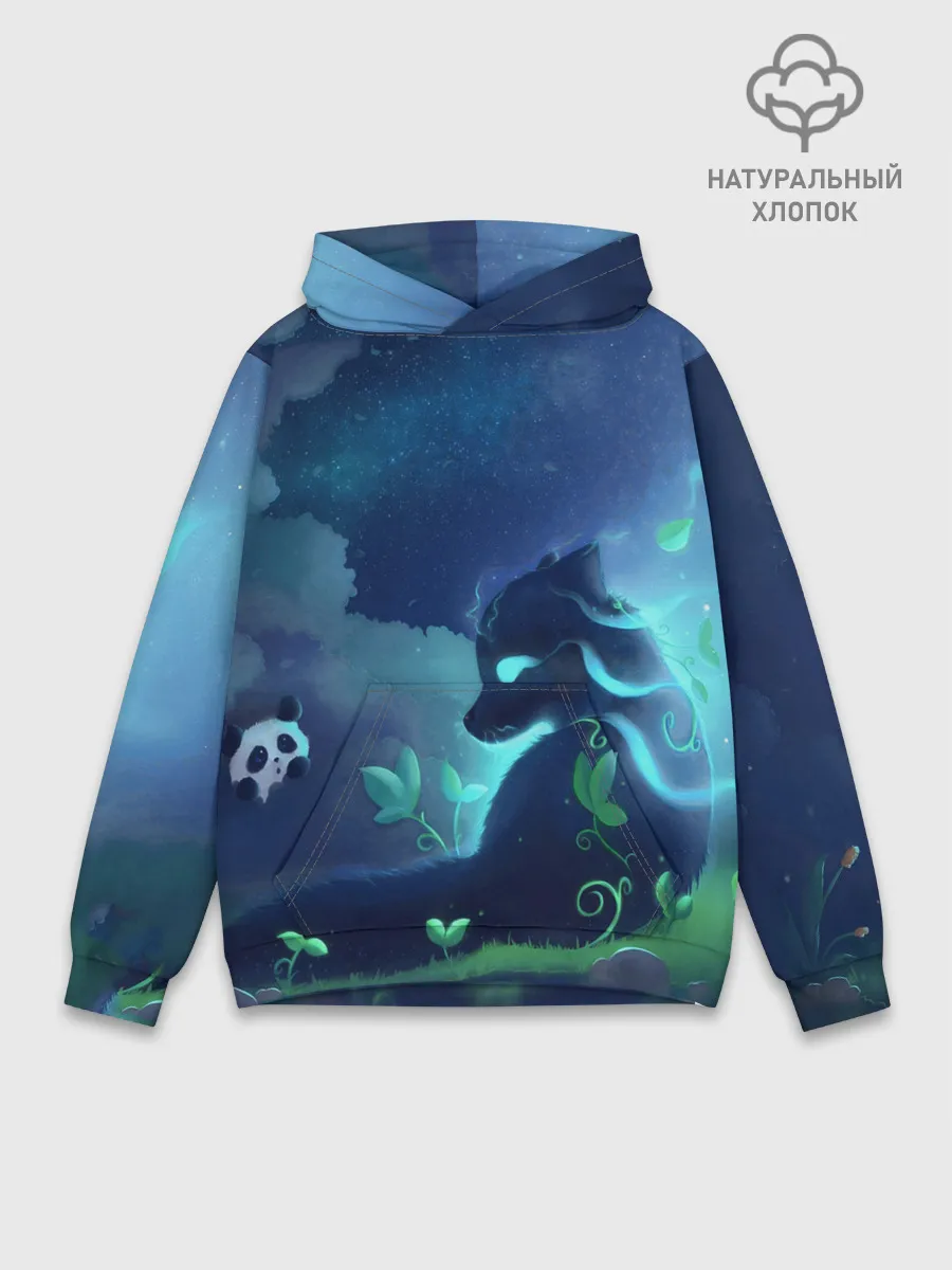 Худи мужской база хлопок / Панда и лиса