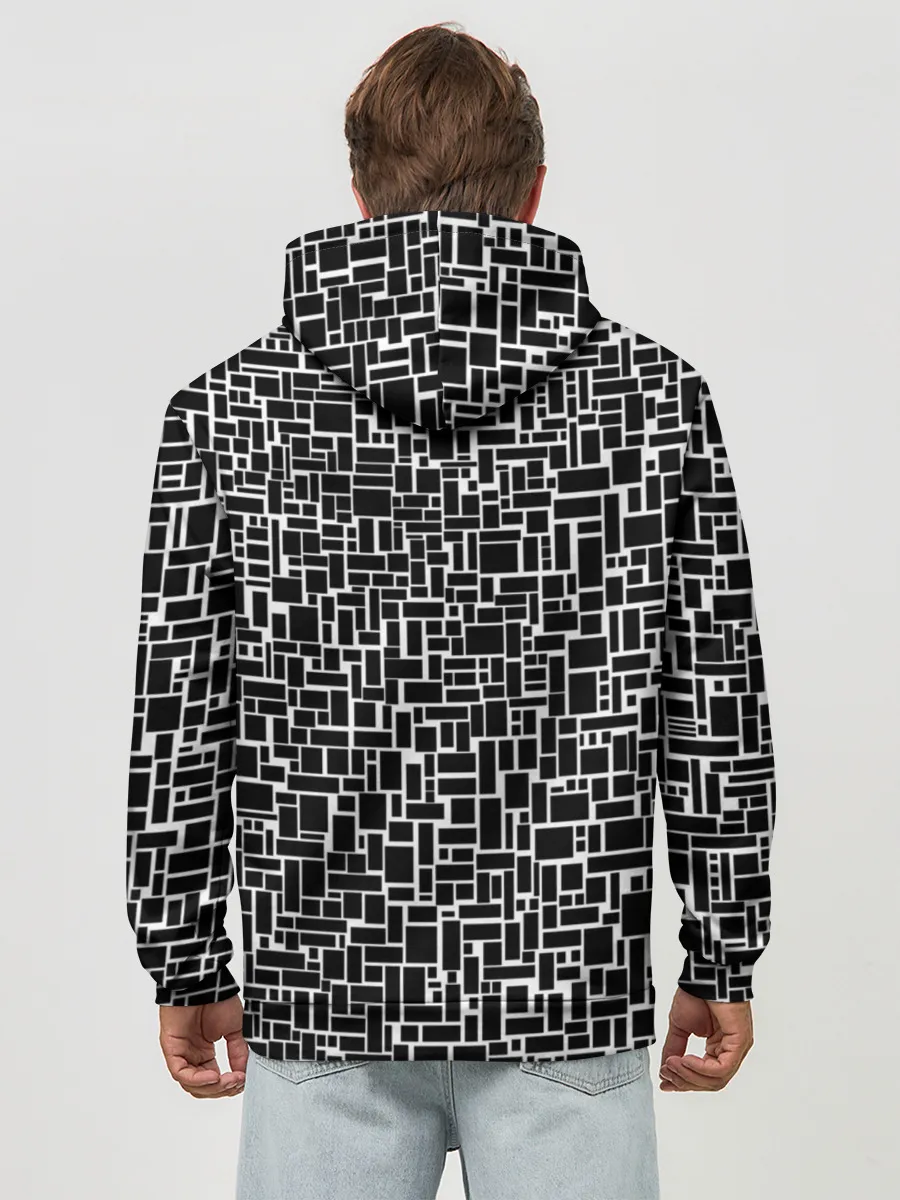 Худи мужской база хлопок / Геометрия ЧБ.Black & white