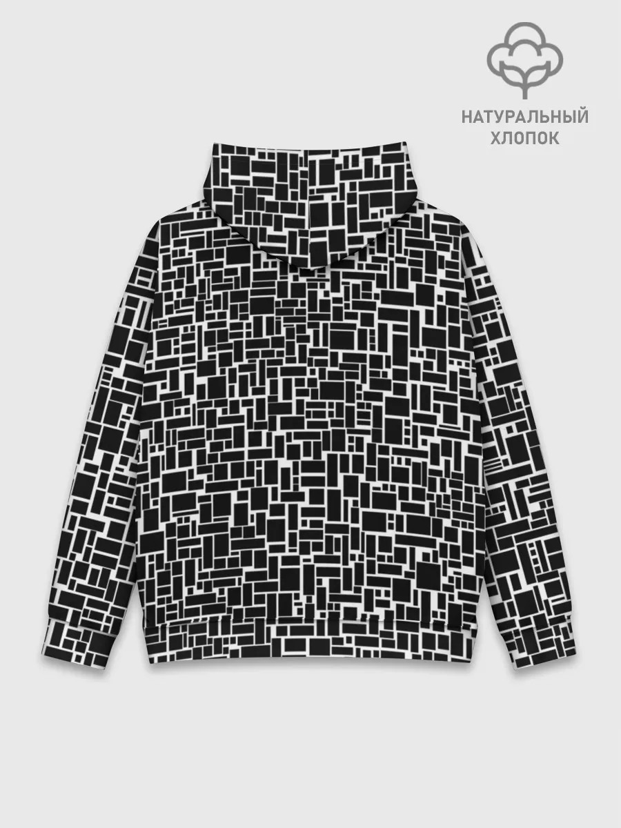 Худи мужской база хлопок / Геометрия ЧБ.Black & white