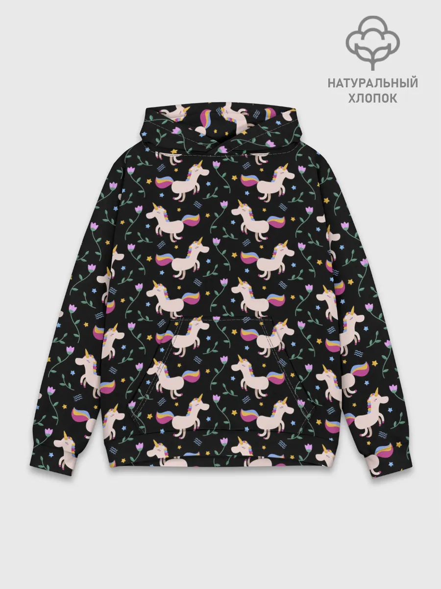 Худи мужской база хлопок / Unicorns pattern