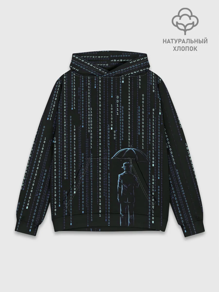 Худи мужской база хлопок / Двоичный дождь, матрица
