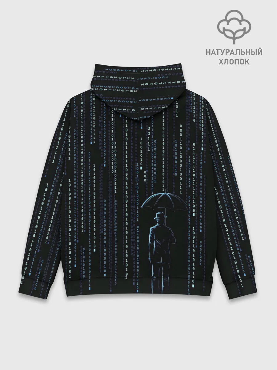 Худи мужской база хлопок / Двоичный дождь, матрица