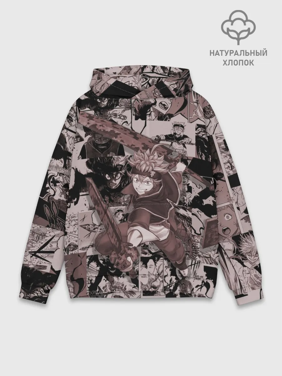 Худи мужской база хлопок / ASTA manga monochrome pages