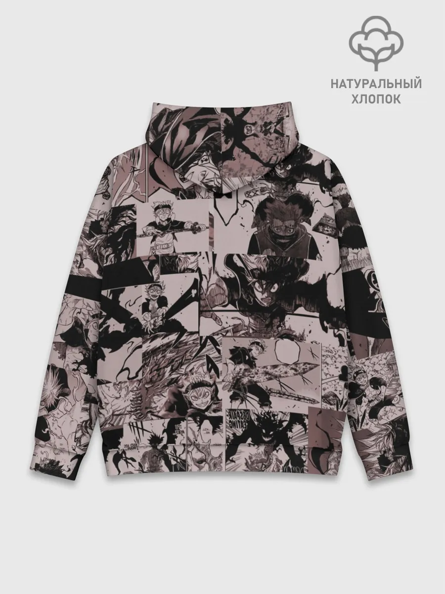 Худи мужской база хлопок / ASTA manga monochrome pages