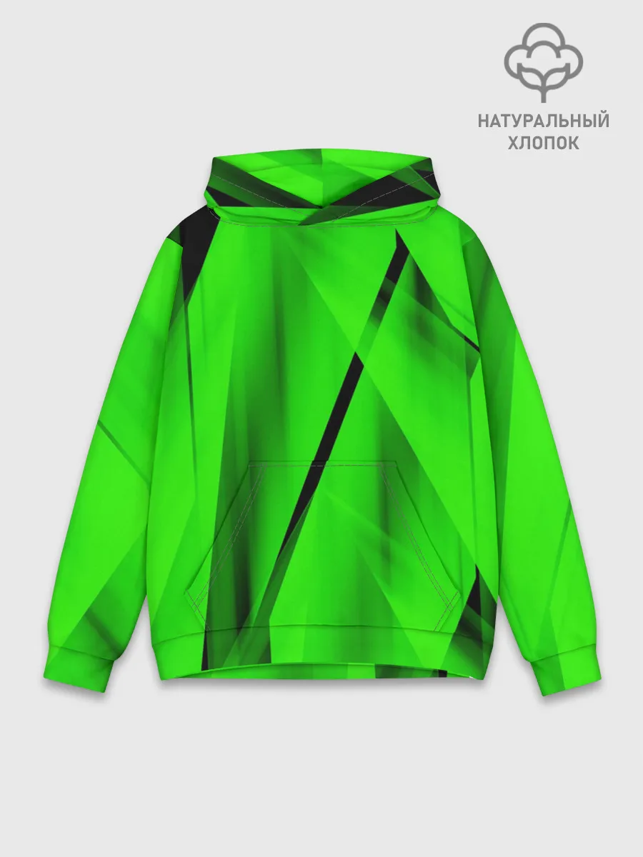 Худи мужской база хлопок / Зеленый неон