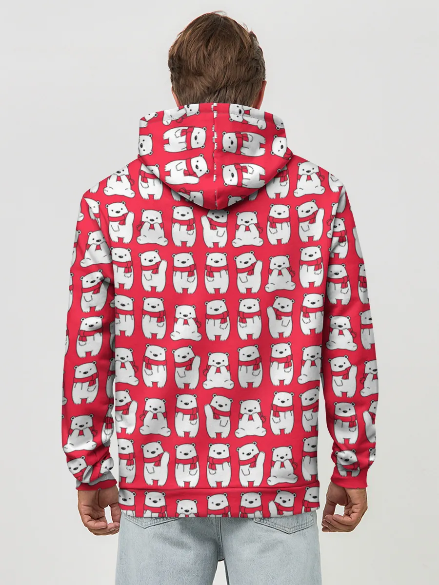 Худи мужской база хлопок / Мишки в шарфиках