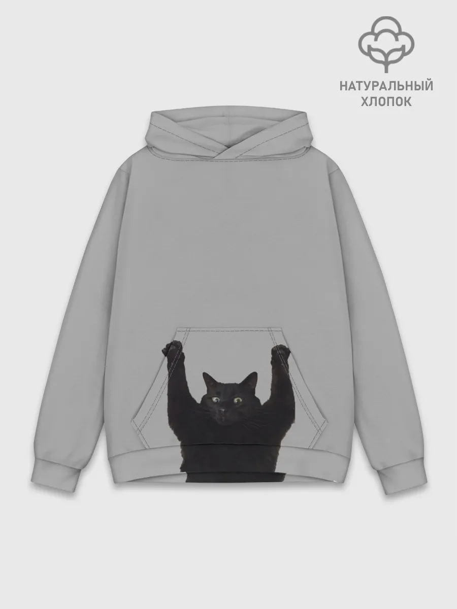 Худи мужской база хлопок / Кот сдается