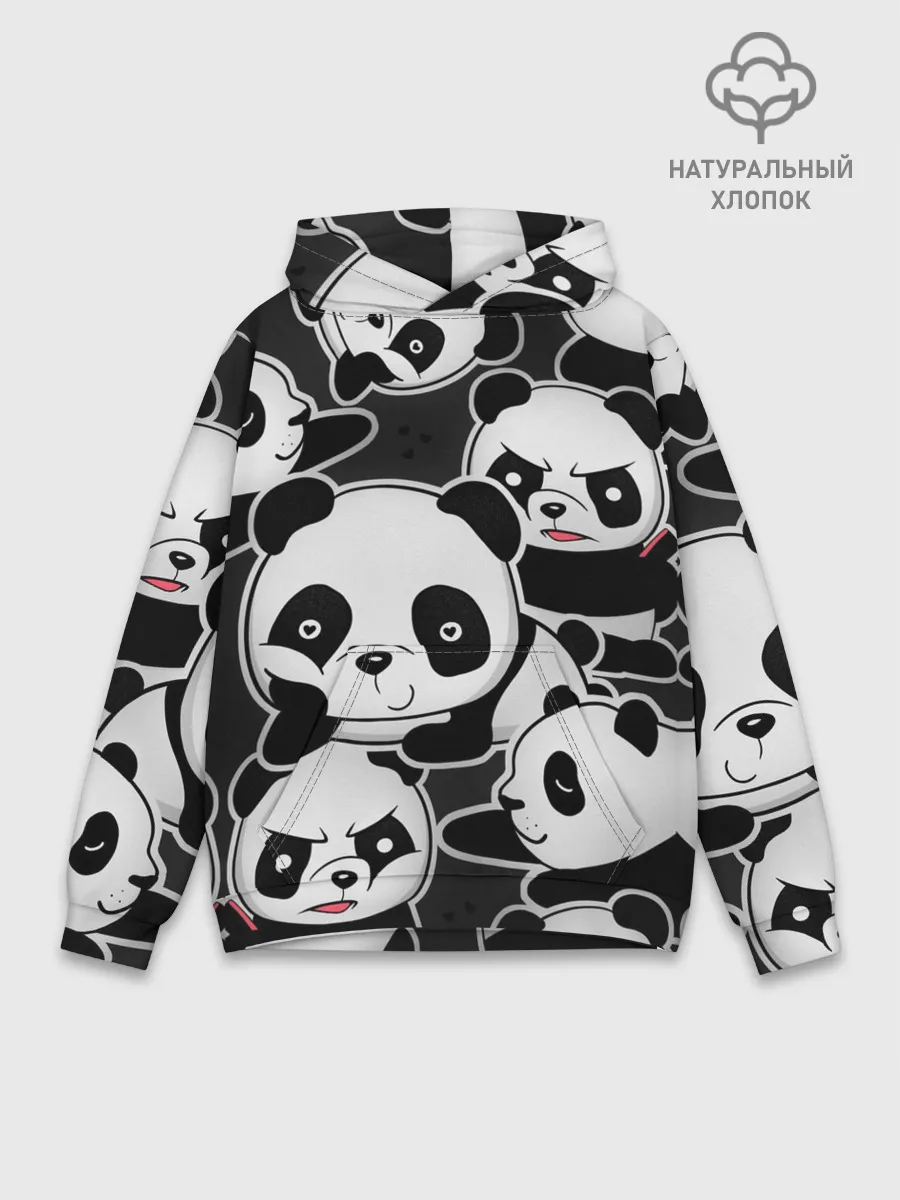 Худи мужской база хлопок / Смешные панды