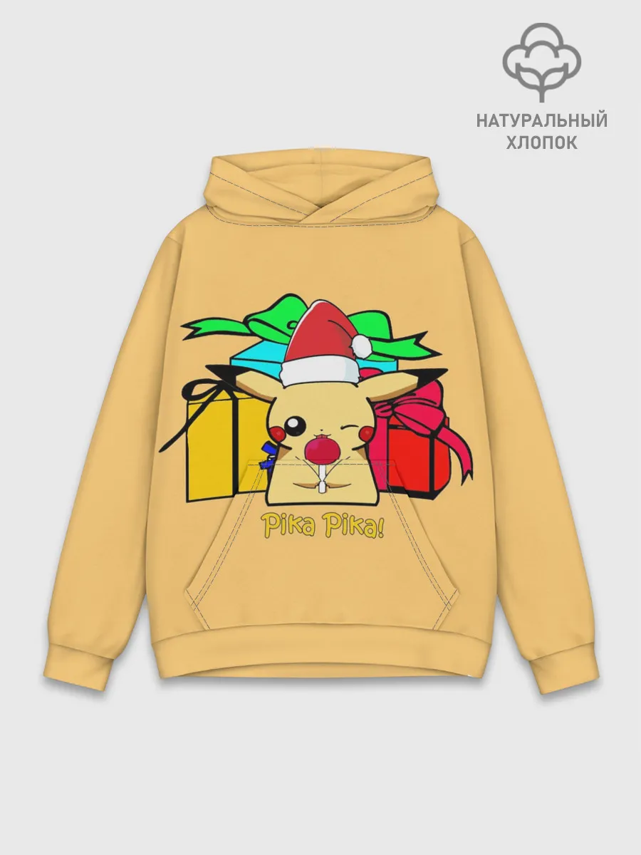 Худи мужской база хлопок / New Year Pikachu
