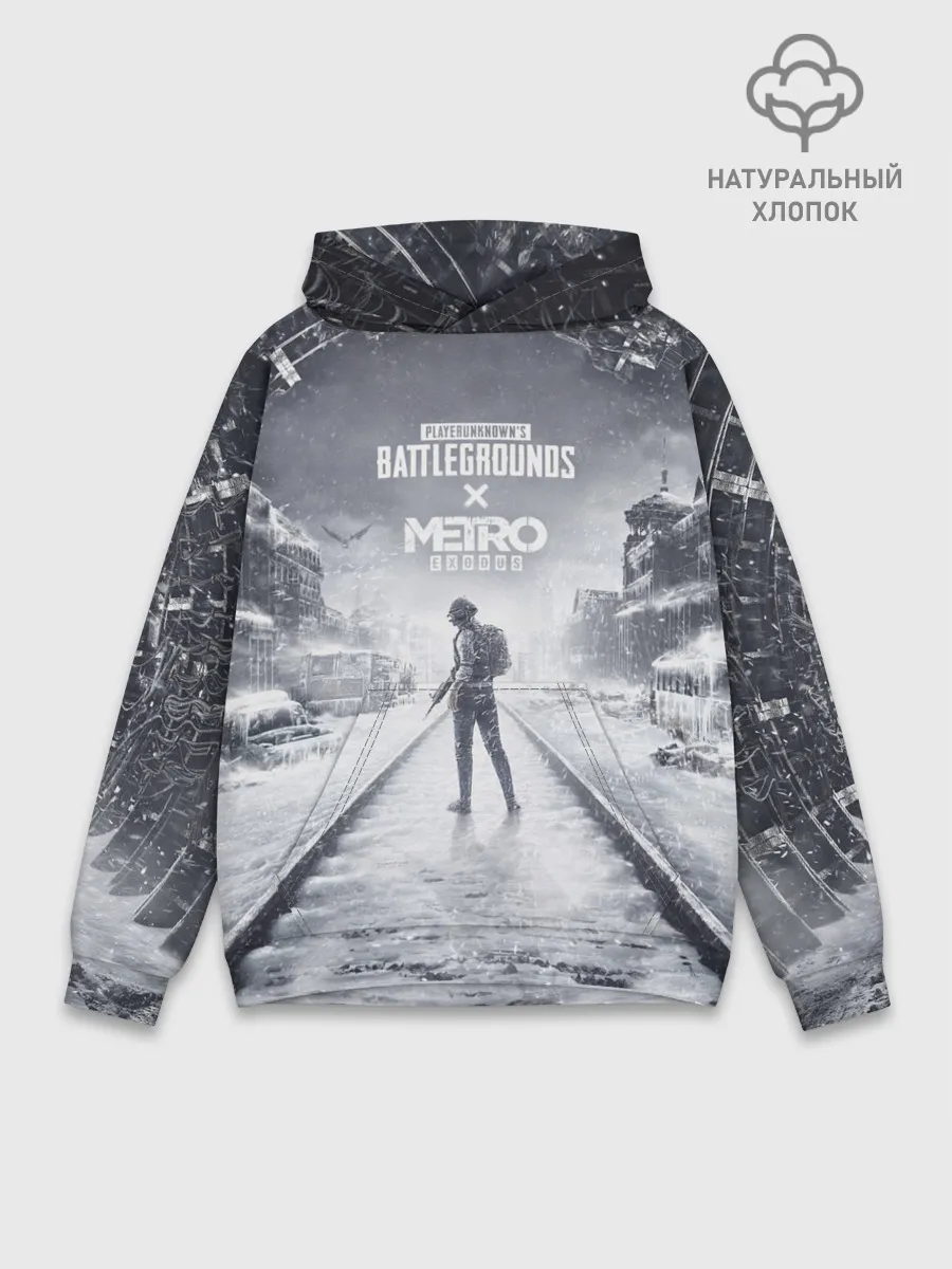 Худи мужской база хлопок / PUBG x METRO Exodus