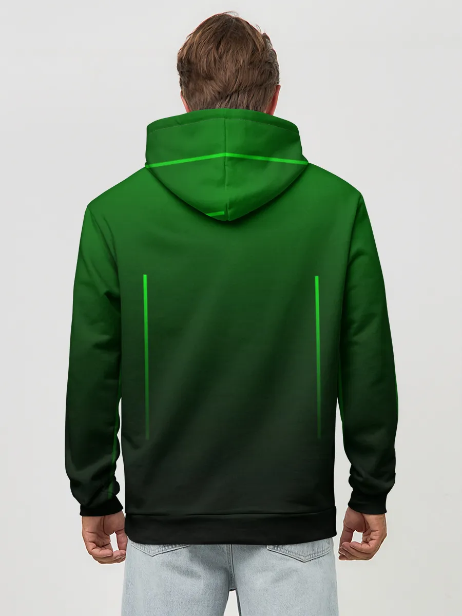 Худи мужской база хлопок / Неоновые линии на градиенте