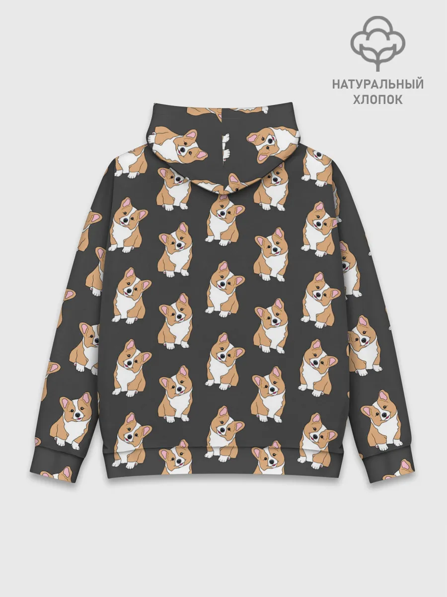Худи мужской база хлопок / Корги малыши