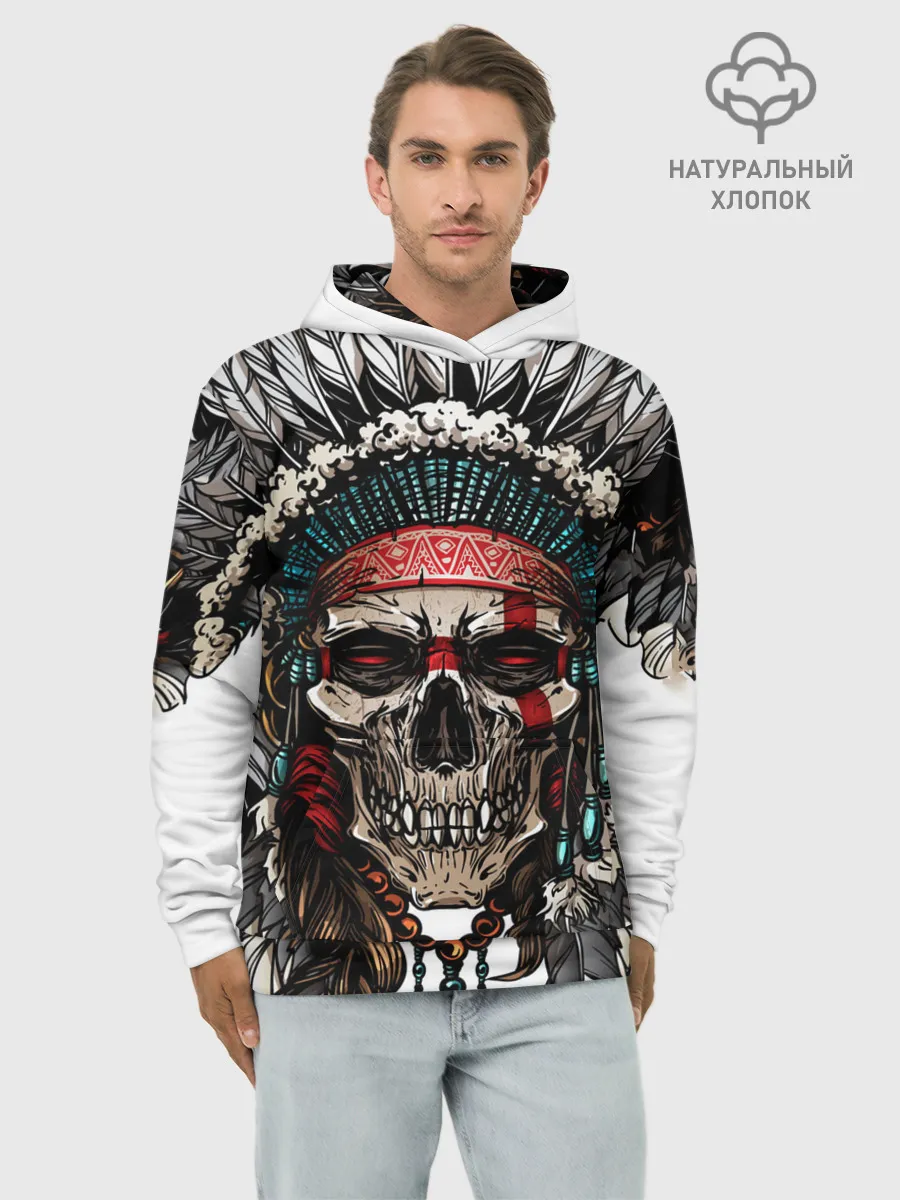 Худи мужской база хлопок / Череп индейца