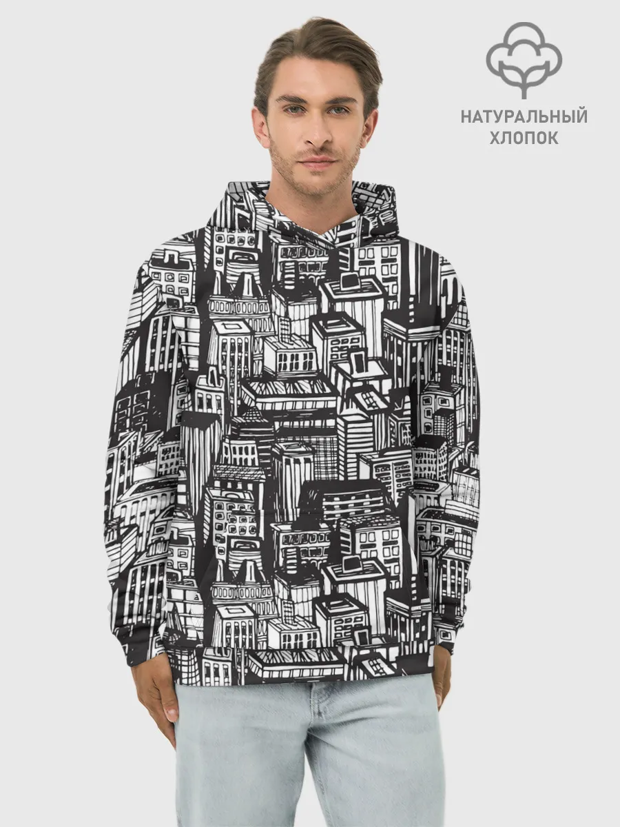 Худи мужской база хлопок / Бесконечный город