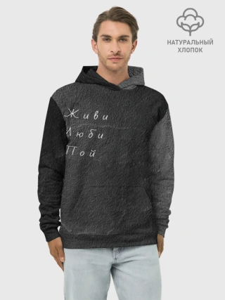 Худи мужской база хлопок / Живи Люби Пой