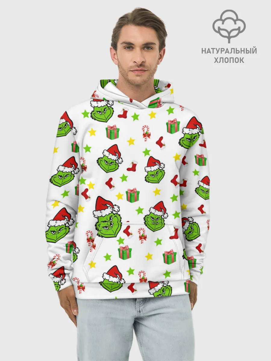 Худи мужской база хлопок / Гринч