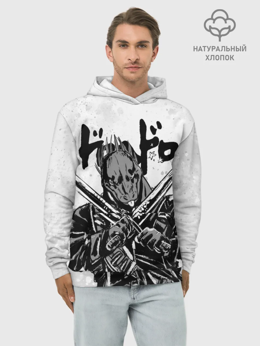 Худи мужской база хлопок / Кайман с мечами Дорохедоро