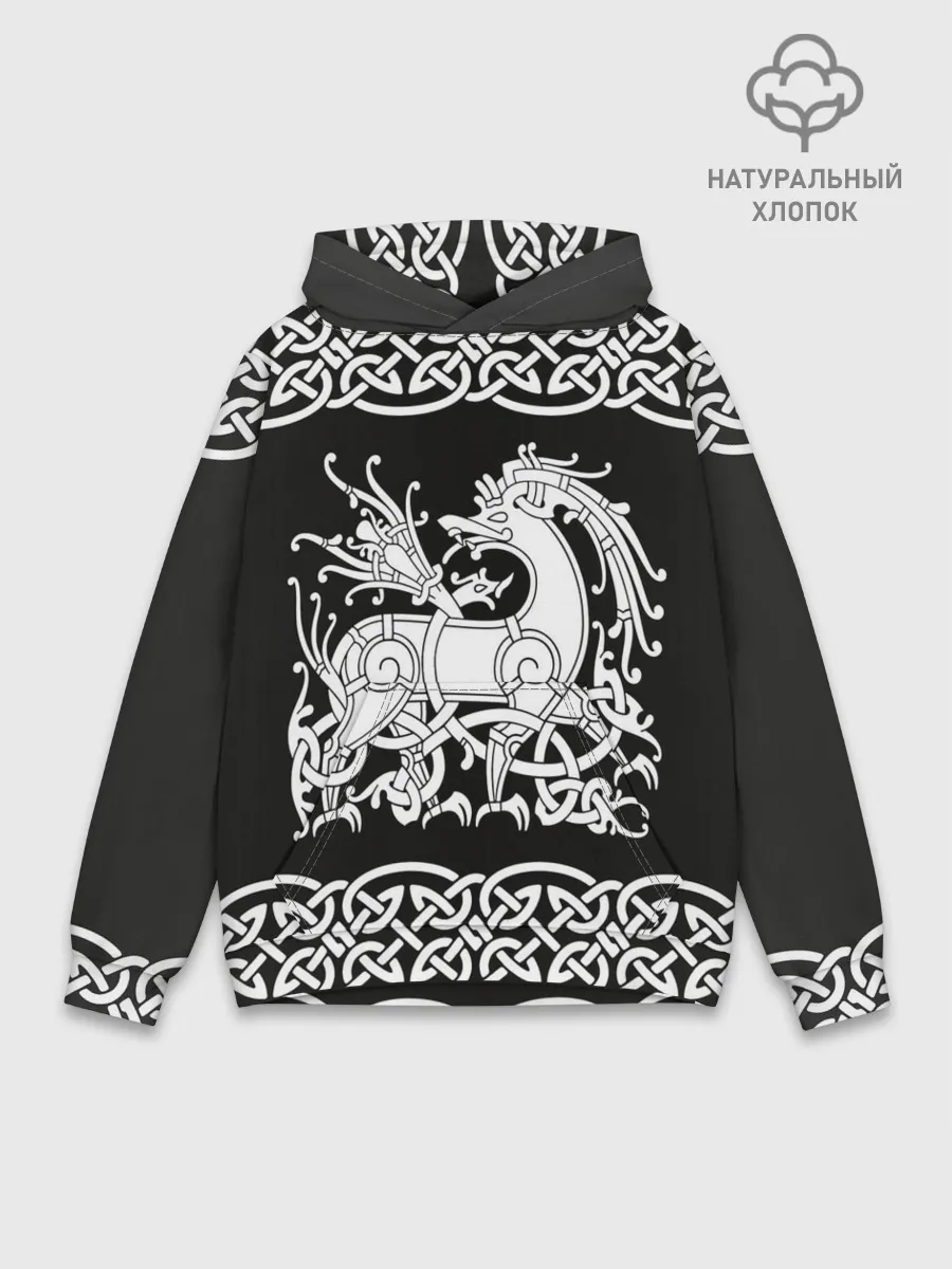 Худи мужской база хлопок / Рингерике олень белый 3D