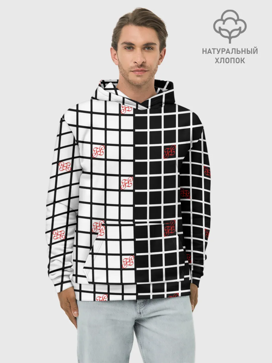 Худи мужской база хлопок / Разносторонняя сетка Fumrre
