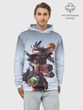 Худи мужской база хлопок / Хината и Тобио