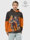 Худи мужской база хлопок / Karasuno оранжевая полоса
