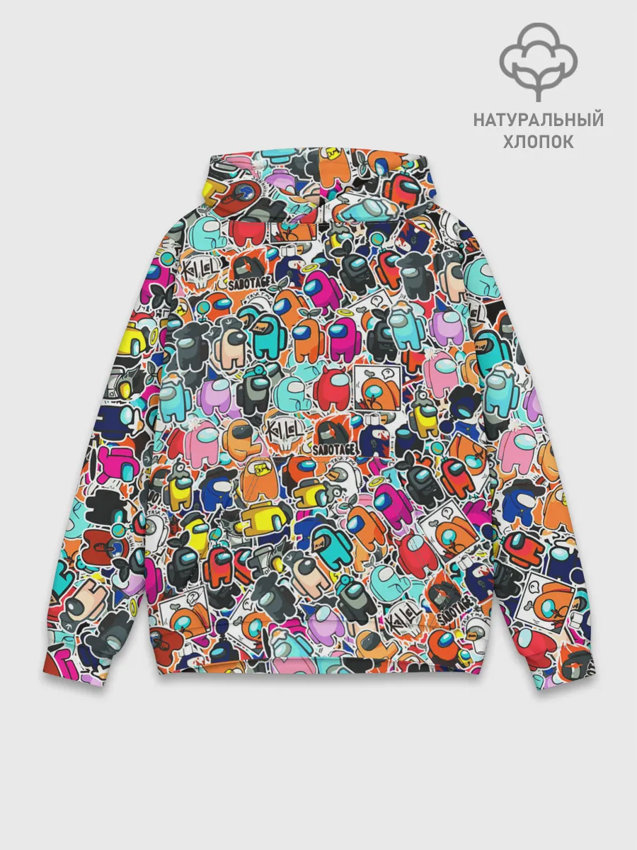 Худи мужской база хлопок / Among Us sticker bombing