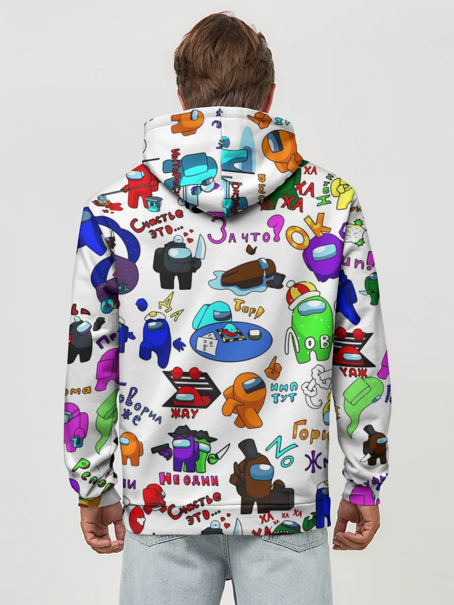 Худи мужской база хлопок / AMONG US STICKERBOMBING