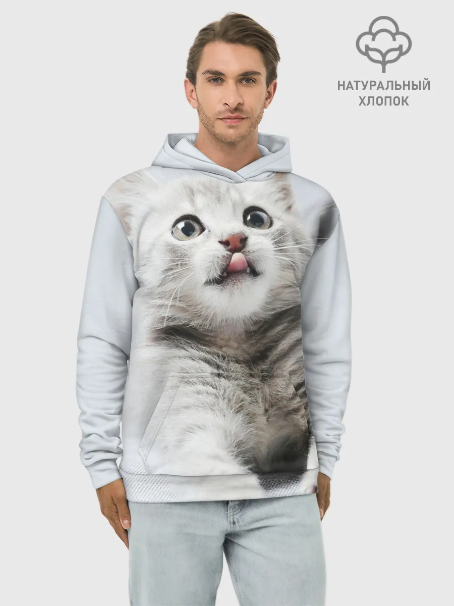 Худи мужской база хлопок / серый котенок
