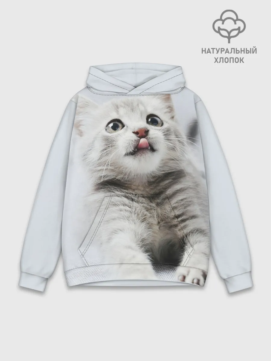 Худи мужской база хлопок / серый котенок