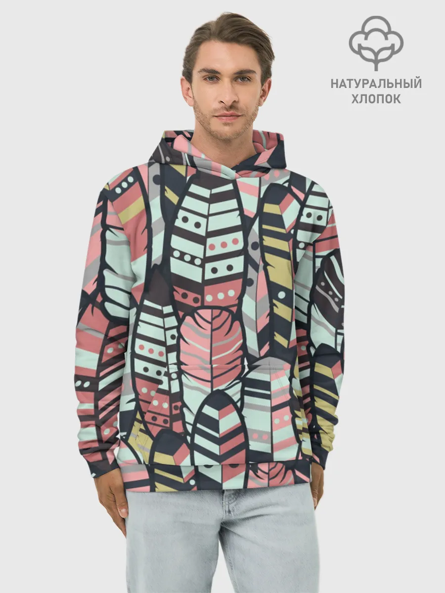 Худи мужской база хлопок / Индейские перья