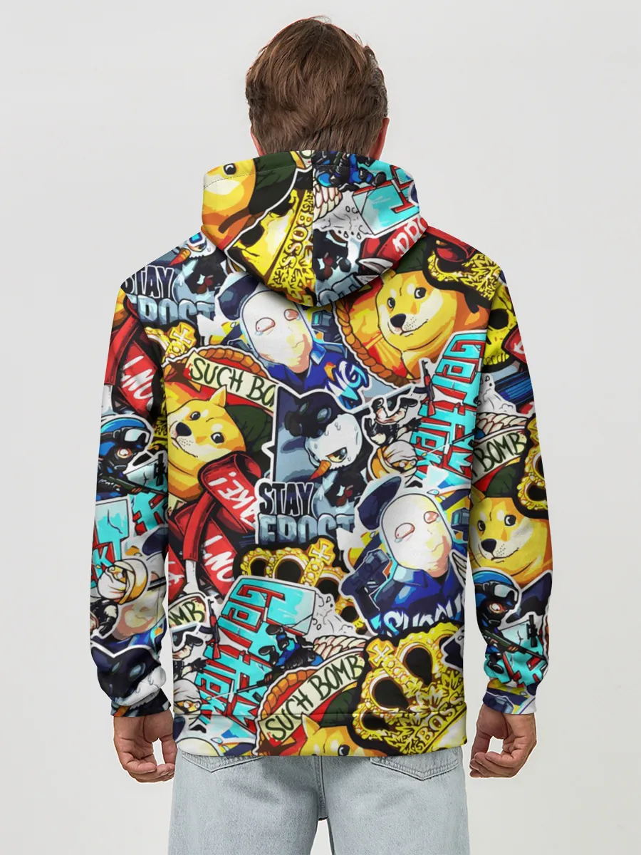 Худи мужской база хлопок / CS GO STICKERBOMBING