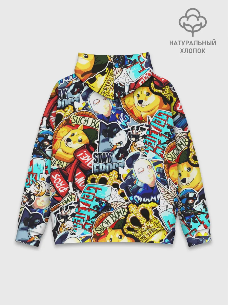 Худи мужской база хлопок / CS GO STICKERBOMBING