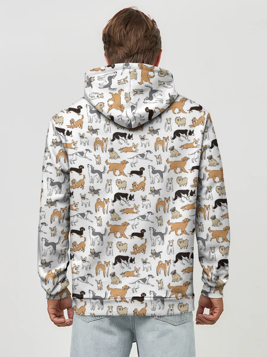 Худи мужской база хлопок / Узор собаки много