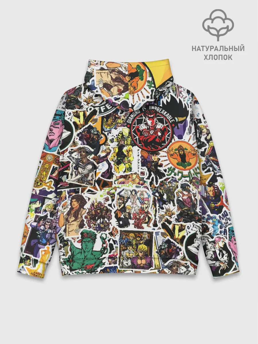 Худи мужской база хлопок / JoJo’s Sticker Bombing