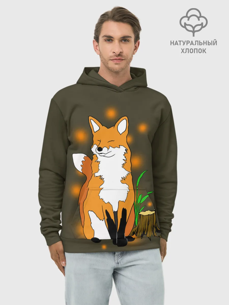Худи мужской база хлопок / Лиса в лесу
