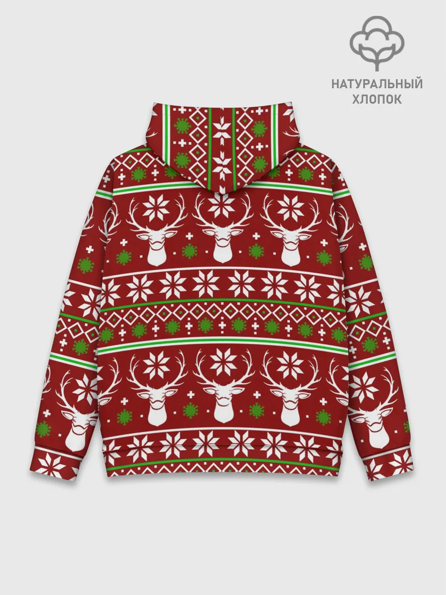 Худи мужской база хлопок / Санта с защитным экраном