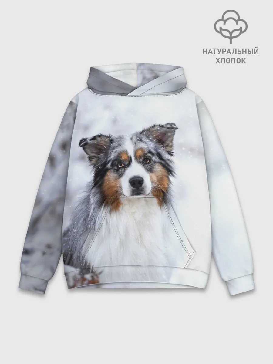 Худи мужской база хлопок / Австралийская овчарка